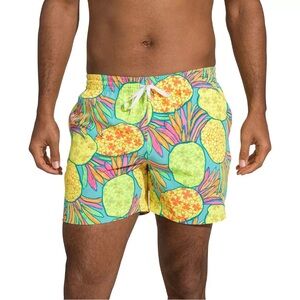 Chubbies Men’s XL The Hooligans Neon Pineapple Tropical Lined Swim Trunks Shorts